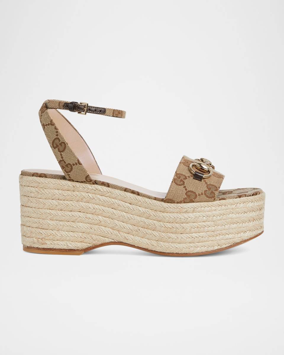 Lady Horsebit GG Platform Espadrille Sandals